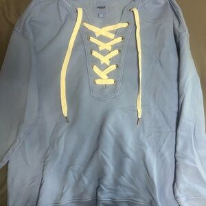 Aerie Light Blue Lace-Up Sweater